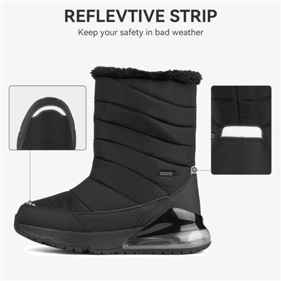 Women's Waterproof Winter Snow Boots Warm Fur Lined Wide Booties Mid Calf - Picture 6 of 7